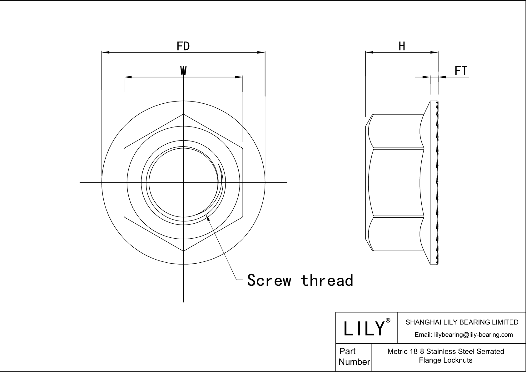 JHEAAAIFI Contratuercas de brida dentadas de acero inoxidable 18-8 métricas cad drawing