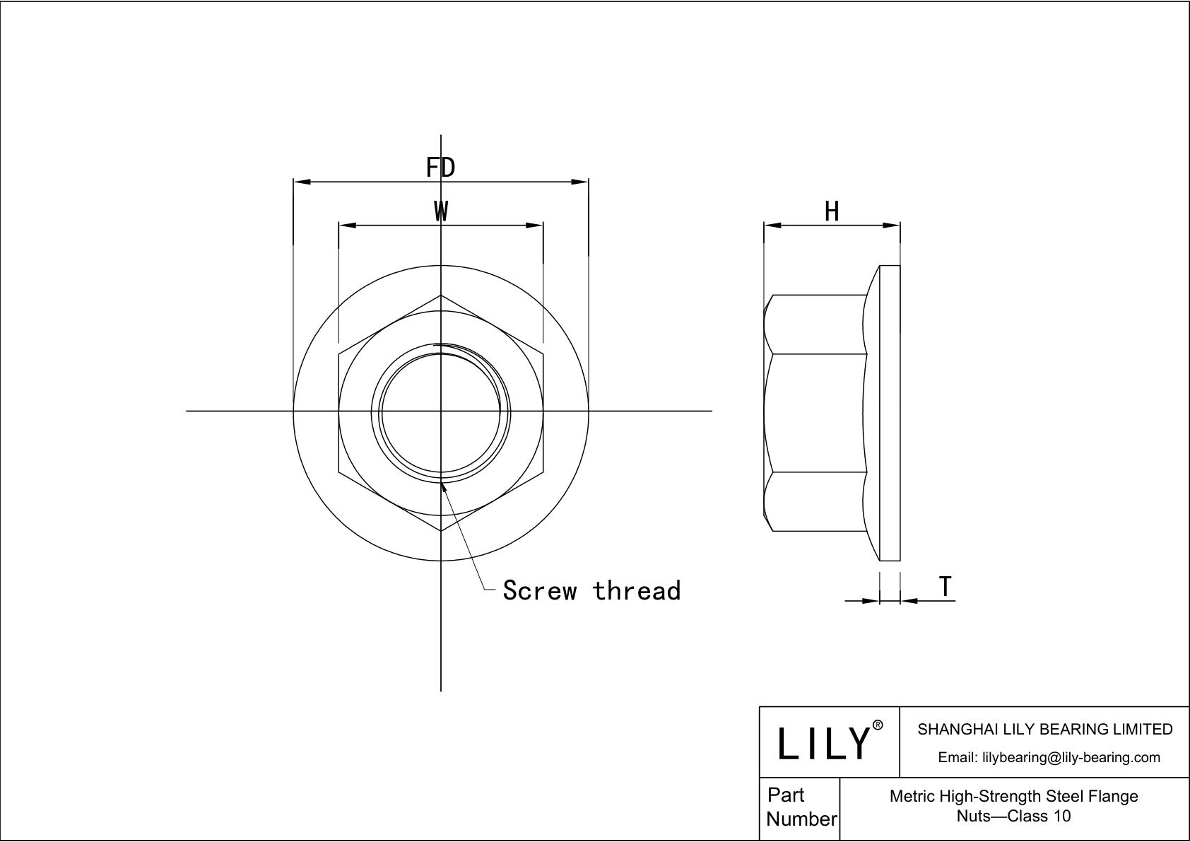 JHHGFABIA Metric High-Strength Steel Flange Nuts—Class 10 cad drawing