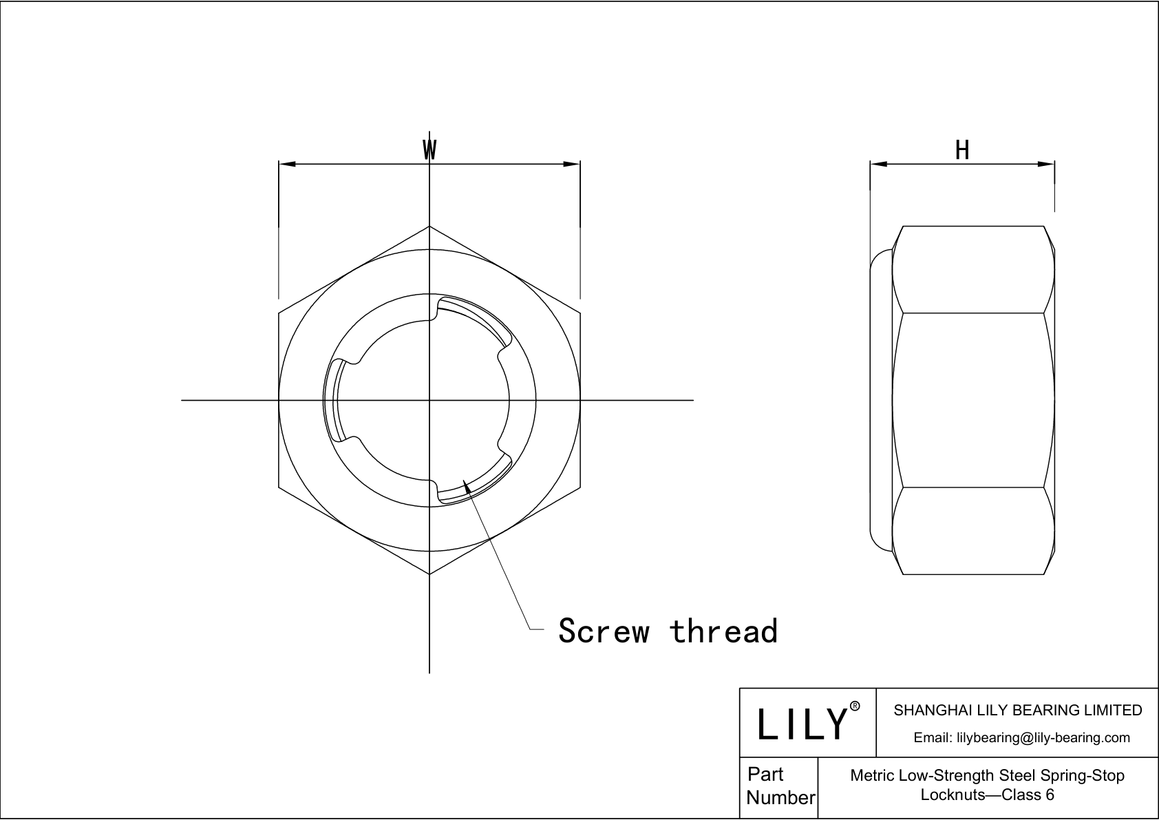 JAFAIABEA 公制低强度钢弹簧止动锁紧螺母-6 级 cad drawing