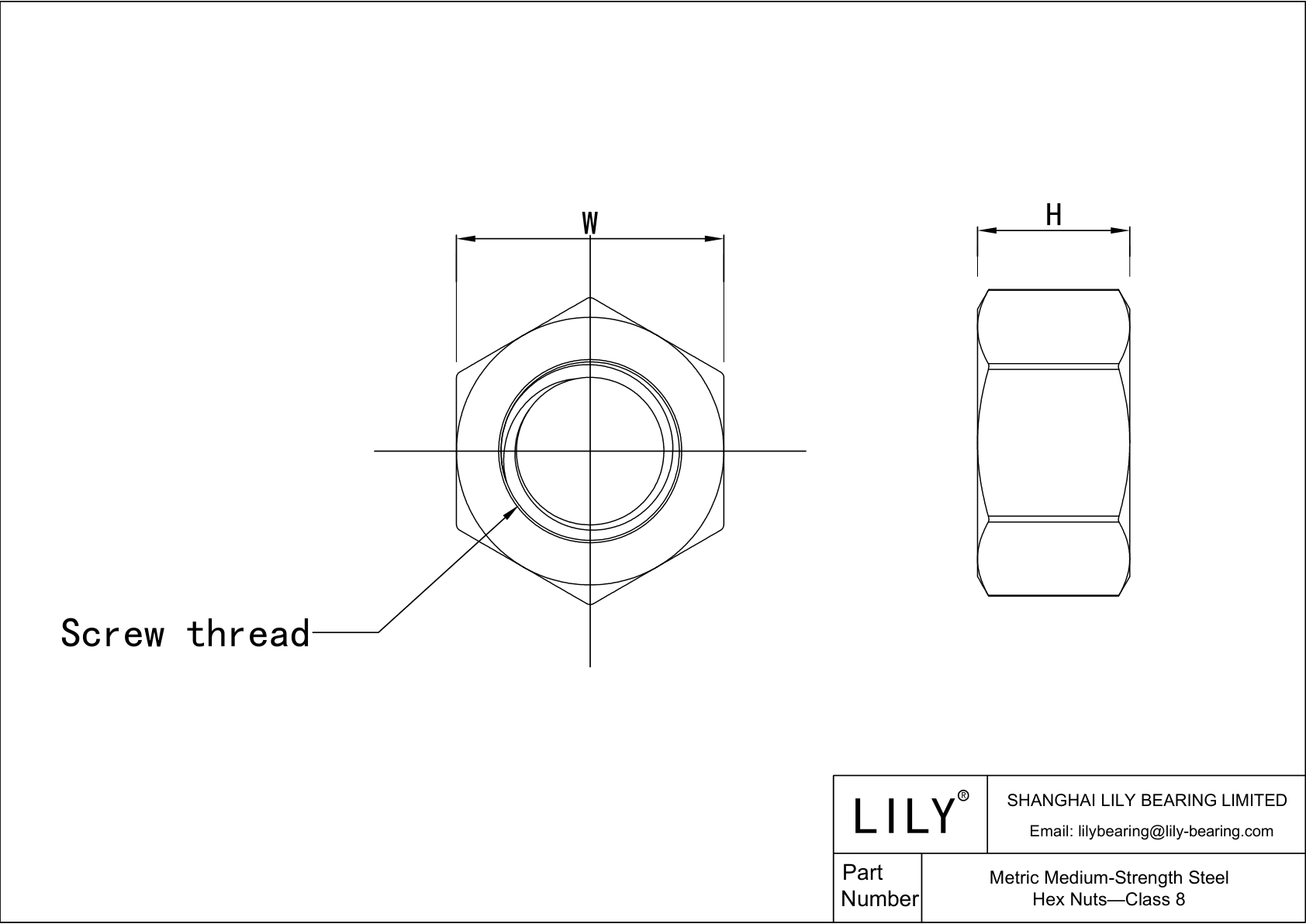 90592A016 | Metric Medium-Strength Steel Hex Nuts—Class 8 | Lily 