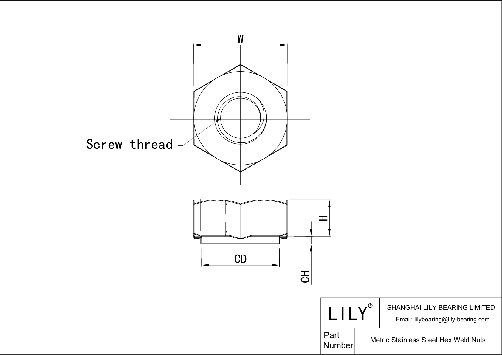 JDEBIAGAA Tuercas soldar hexagonales métricas de acero inoxidable cad drawing