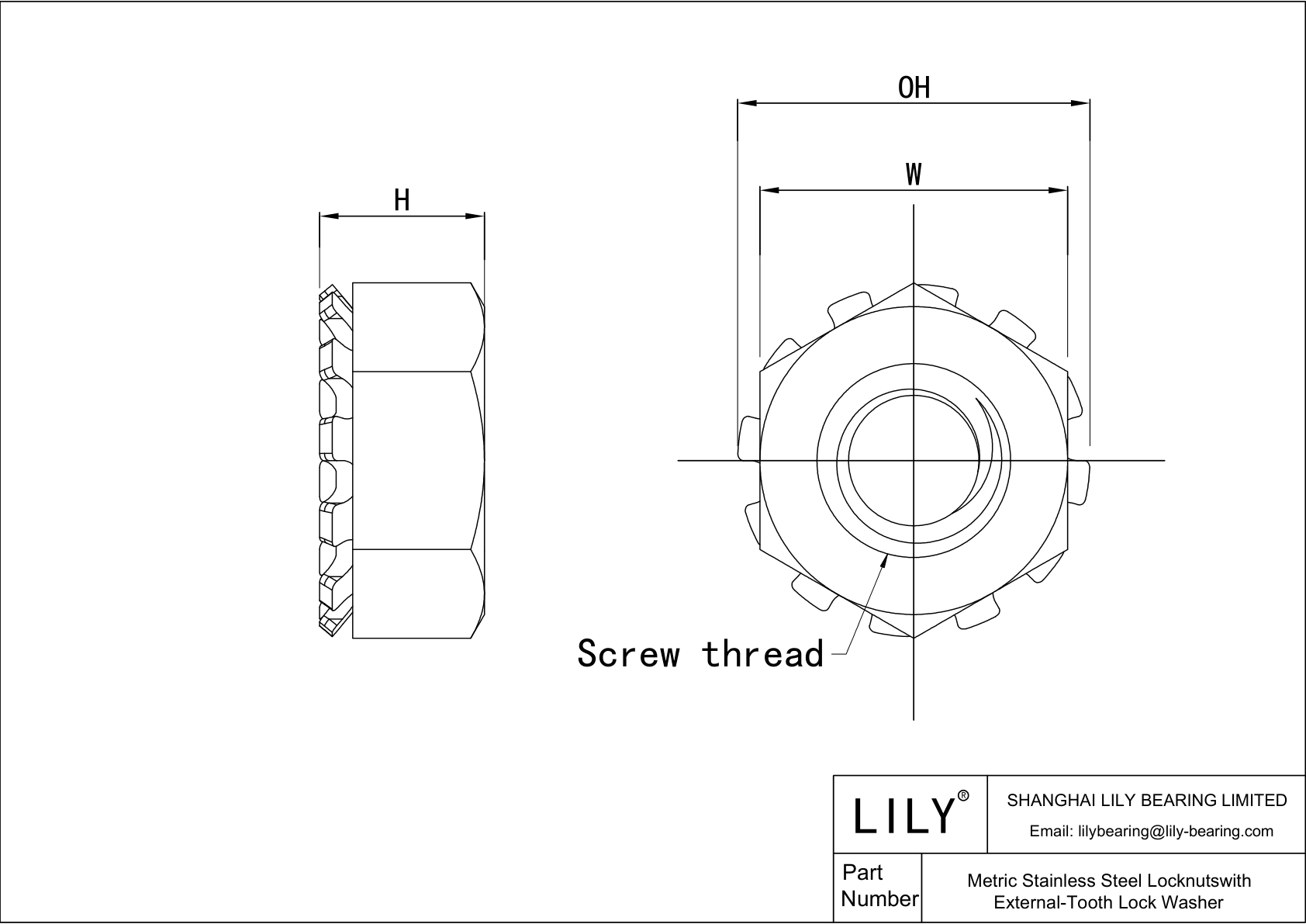 JAJCDACCC 公制不锈钢锁紧螺母（带外齿锁紧垫圈 cad drawing