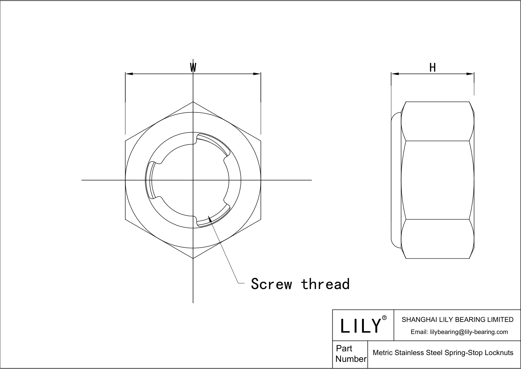 JAFEDABDA Metric Stainless Steel Spring-Stop Locknuts cad drawing