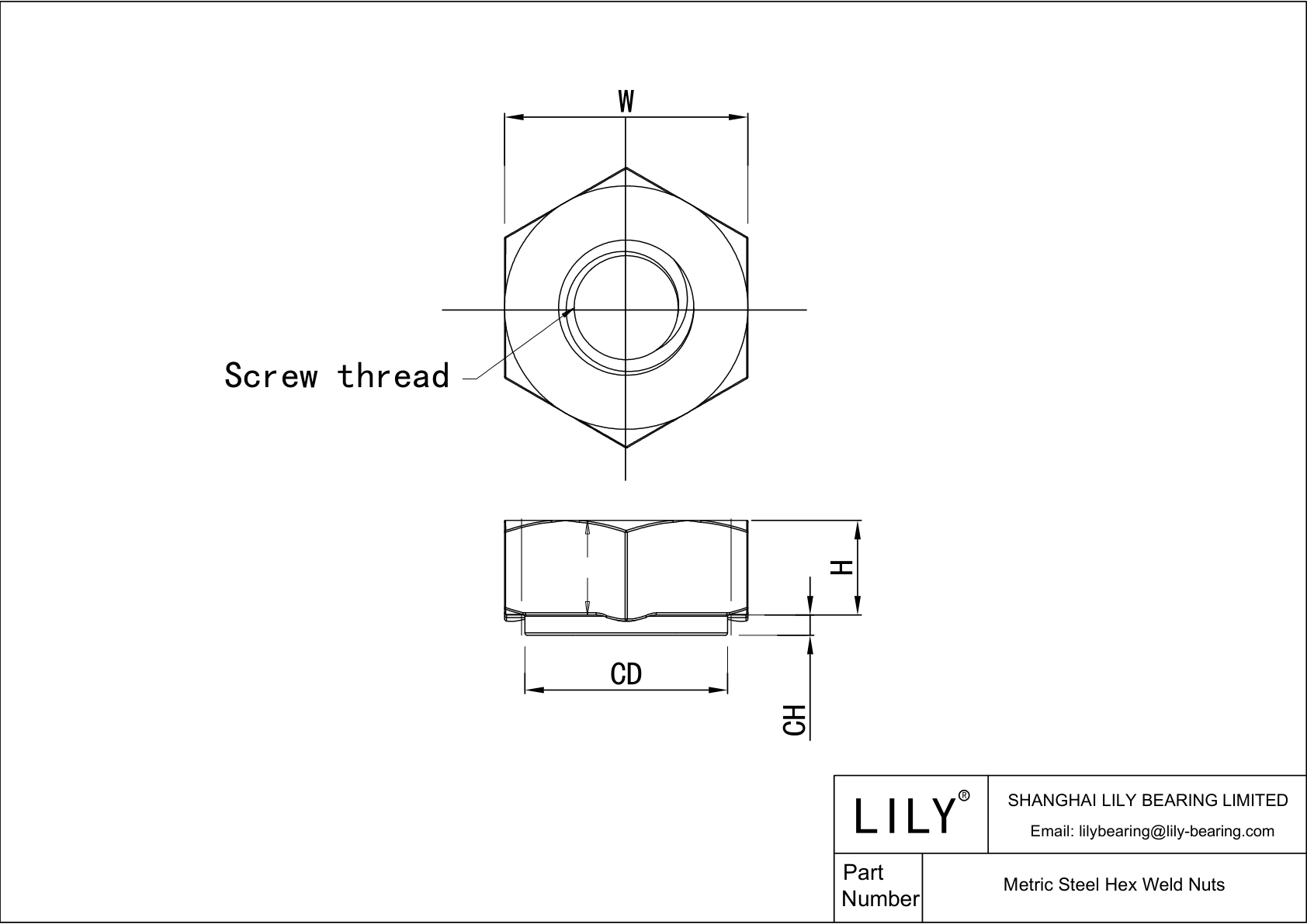 JDDDHADBA Tuercas soldar hexagonales de acero métricas cad drawing