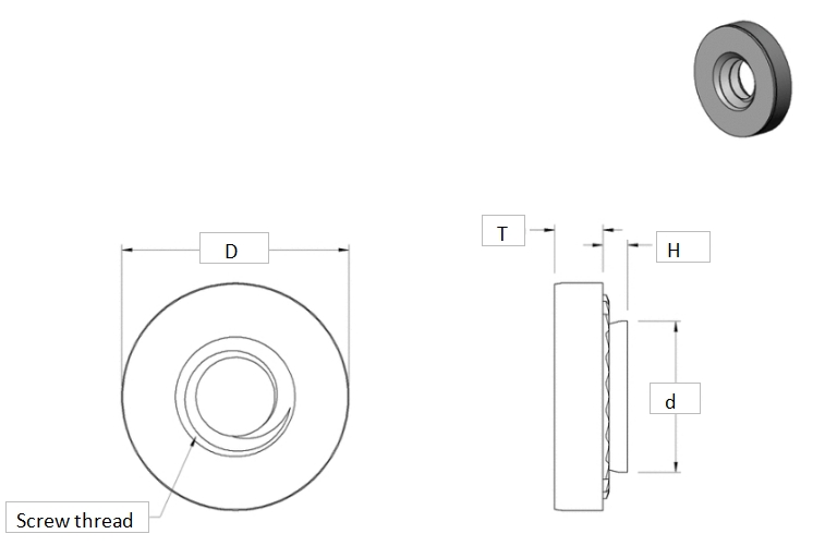 JFBIFAHCA Tuercas métricas de acero para chapa metálica cad drawing