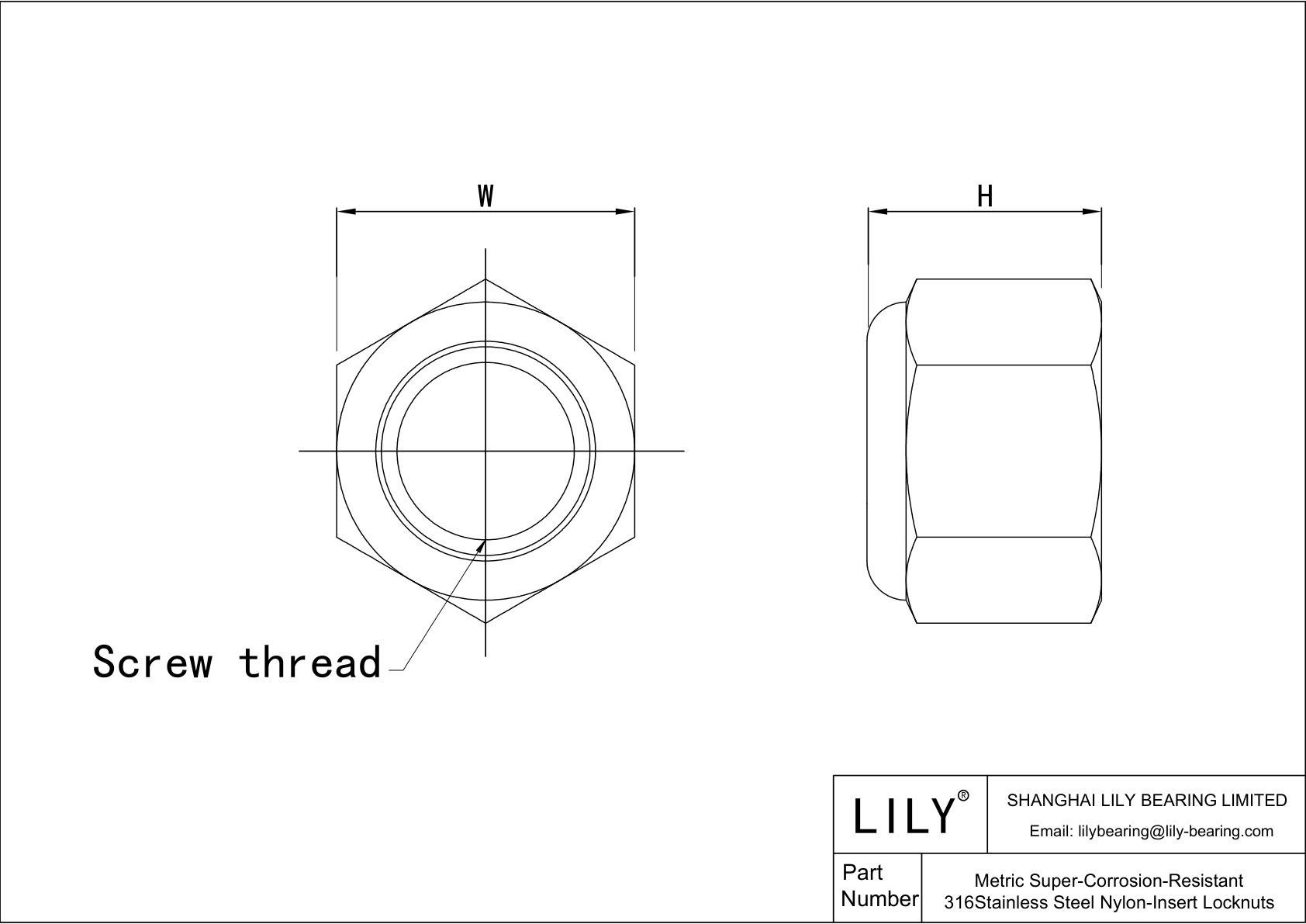 JECAFABFB 公制超耐腐蚀 316 不锈钢尼龙插入式锁紧螺母 cad drawing