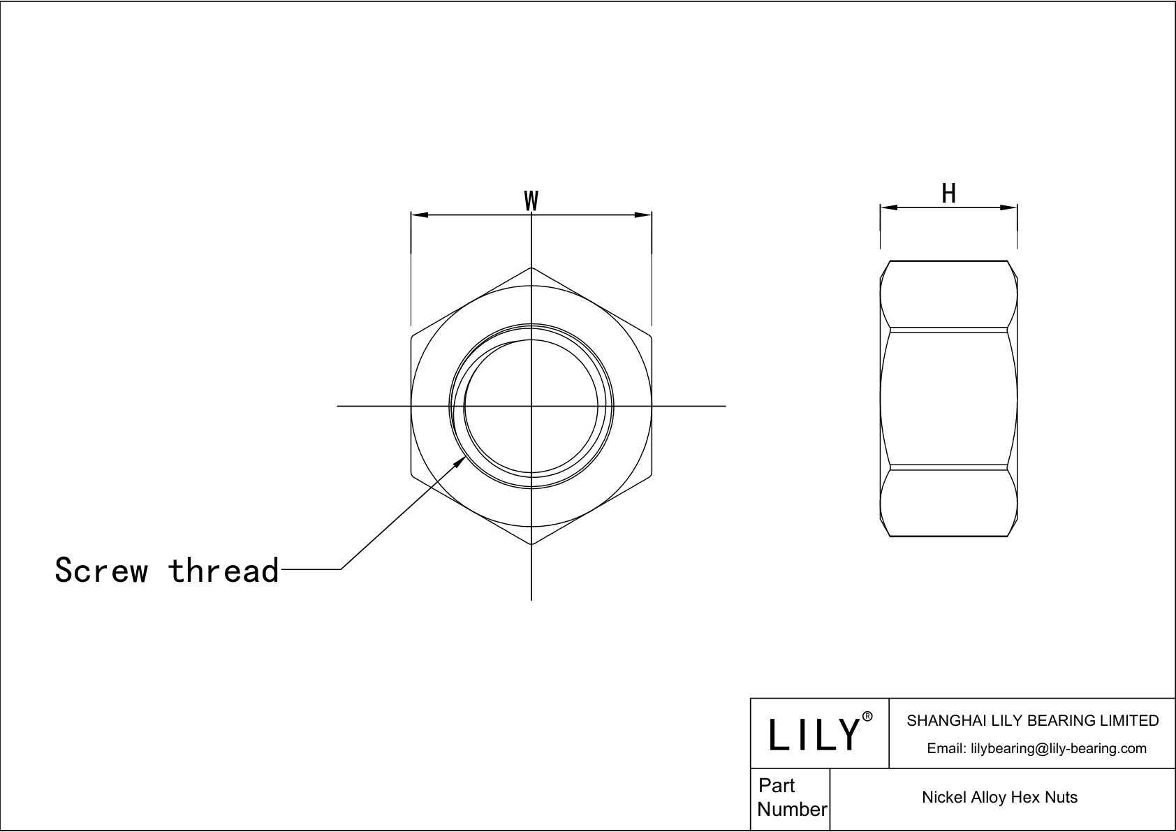 JAIBAACBE Nickel Alloy Hex Nuts cad drawing