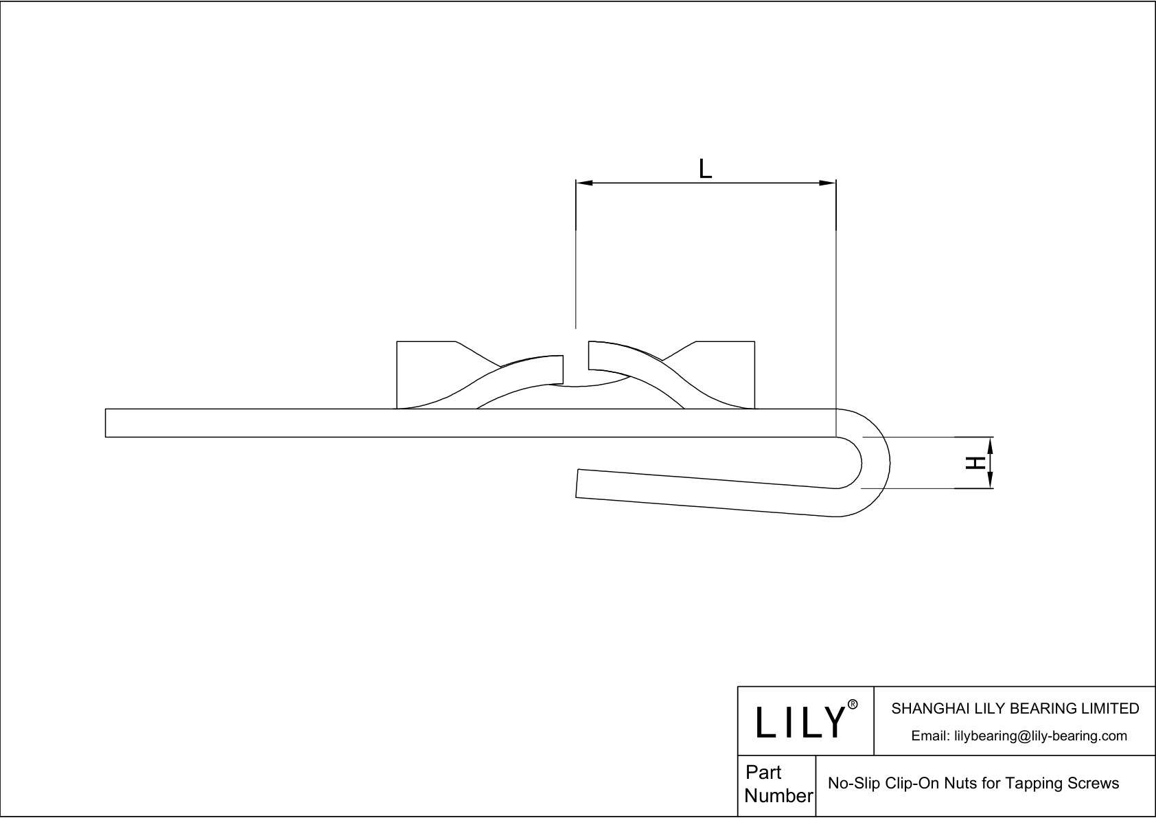 JEIBAAAAI No-Slip Clip-On Nuts for Tapping Screws cad drawing