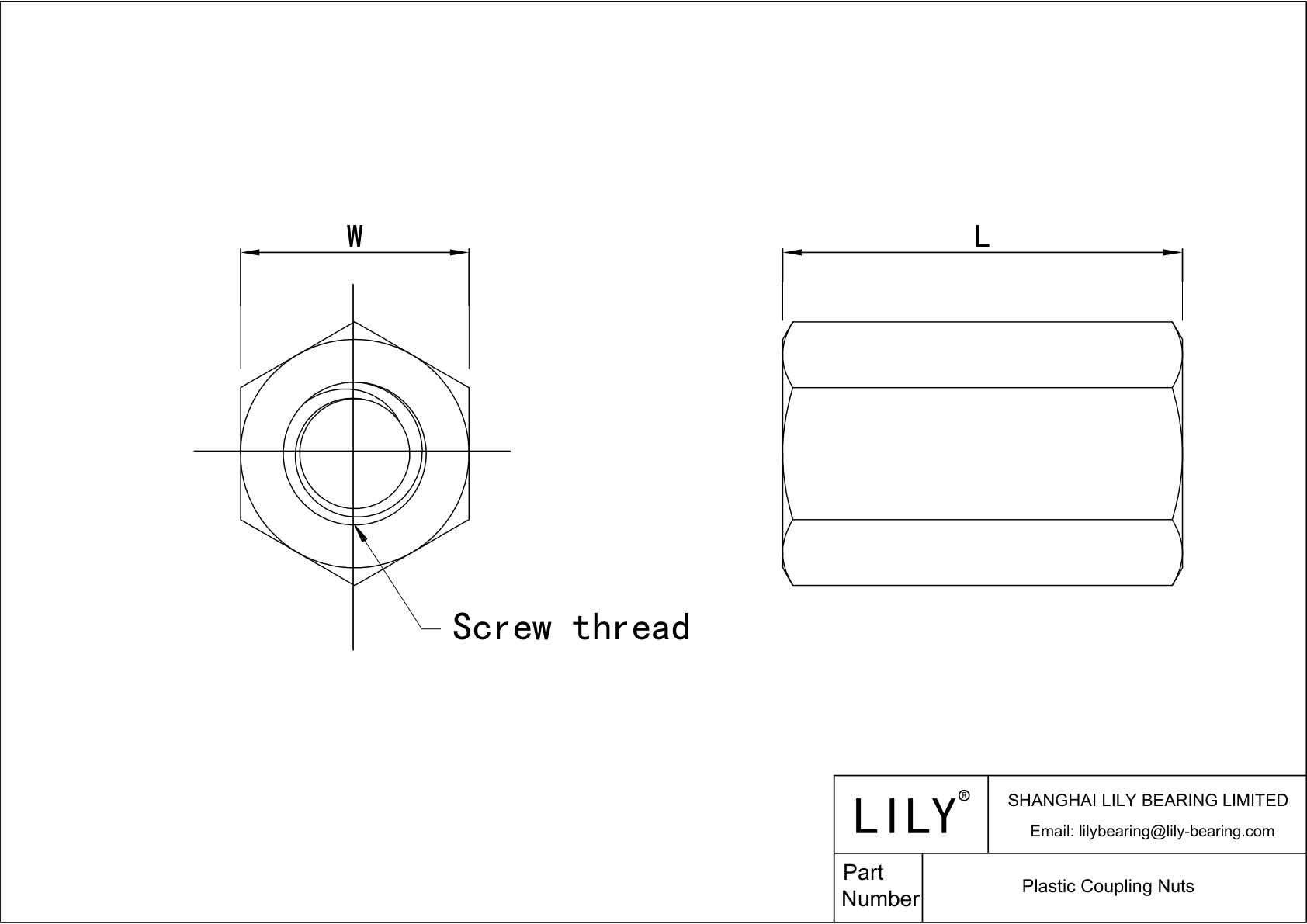 BDBJNCB Tuercas de acoplamiento de plástico cad drawing