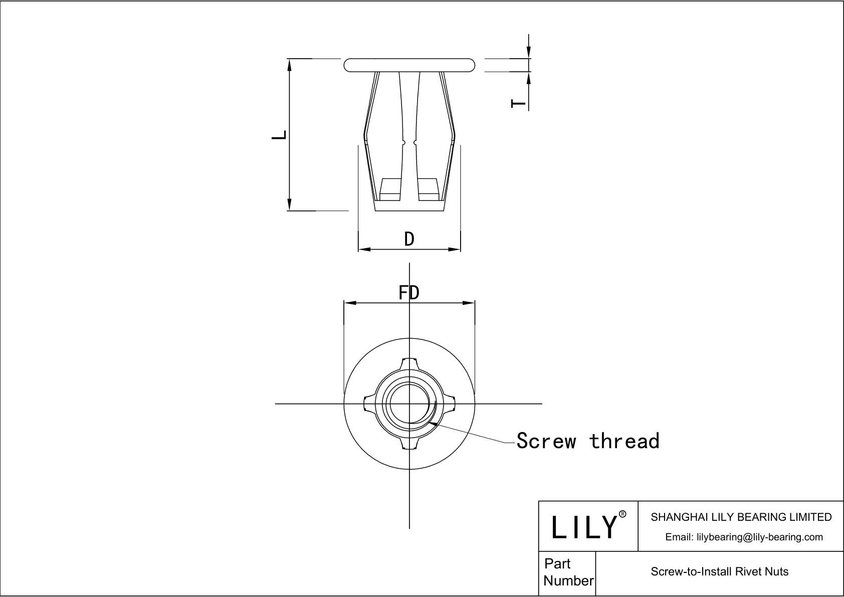 90186A211 | Screw-to-Install Rivet Nuts | Lily Bearing