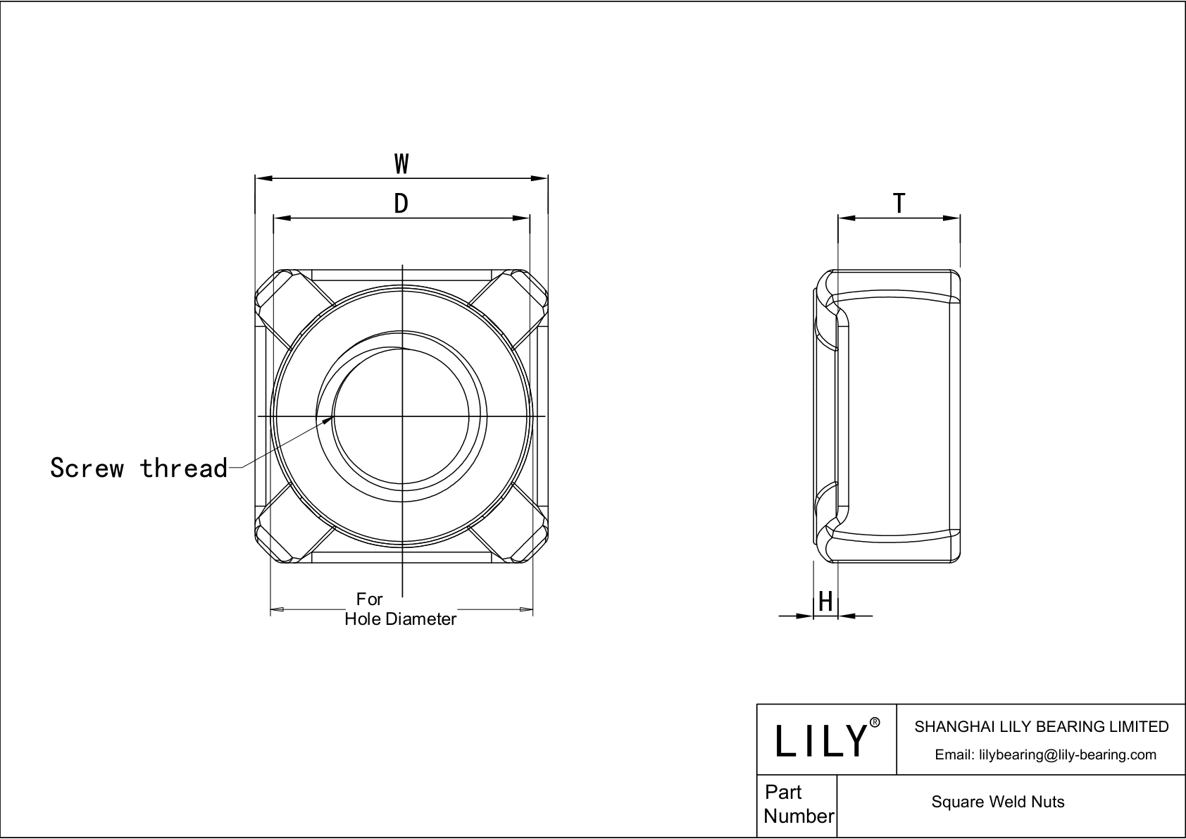 JDJHFAEAA Tuercas cuadradas para soldar cad drawing