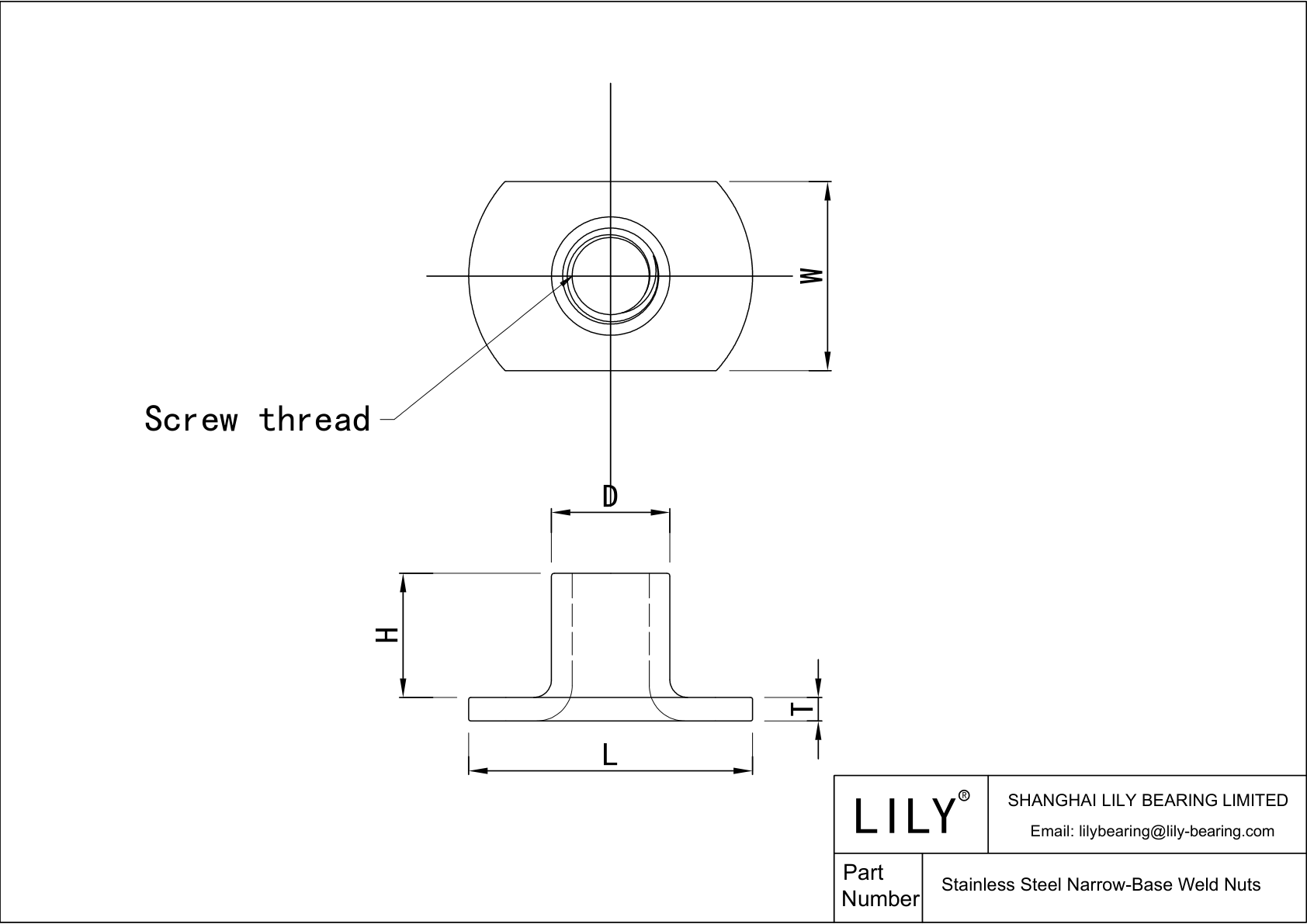 JAFHCAEAA Stainless Steel Narrow-Base Weld Nuts cad drawing