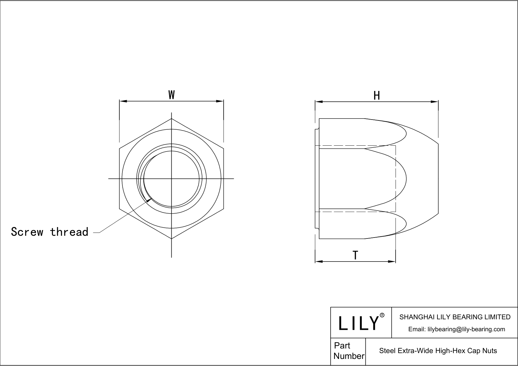 JAHJAACJJ Tuercas de sombrerete extra anchas de acero High-Hex cad drawing