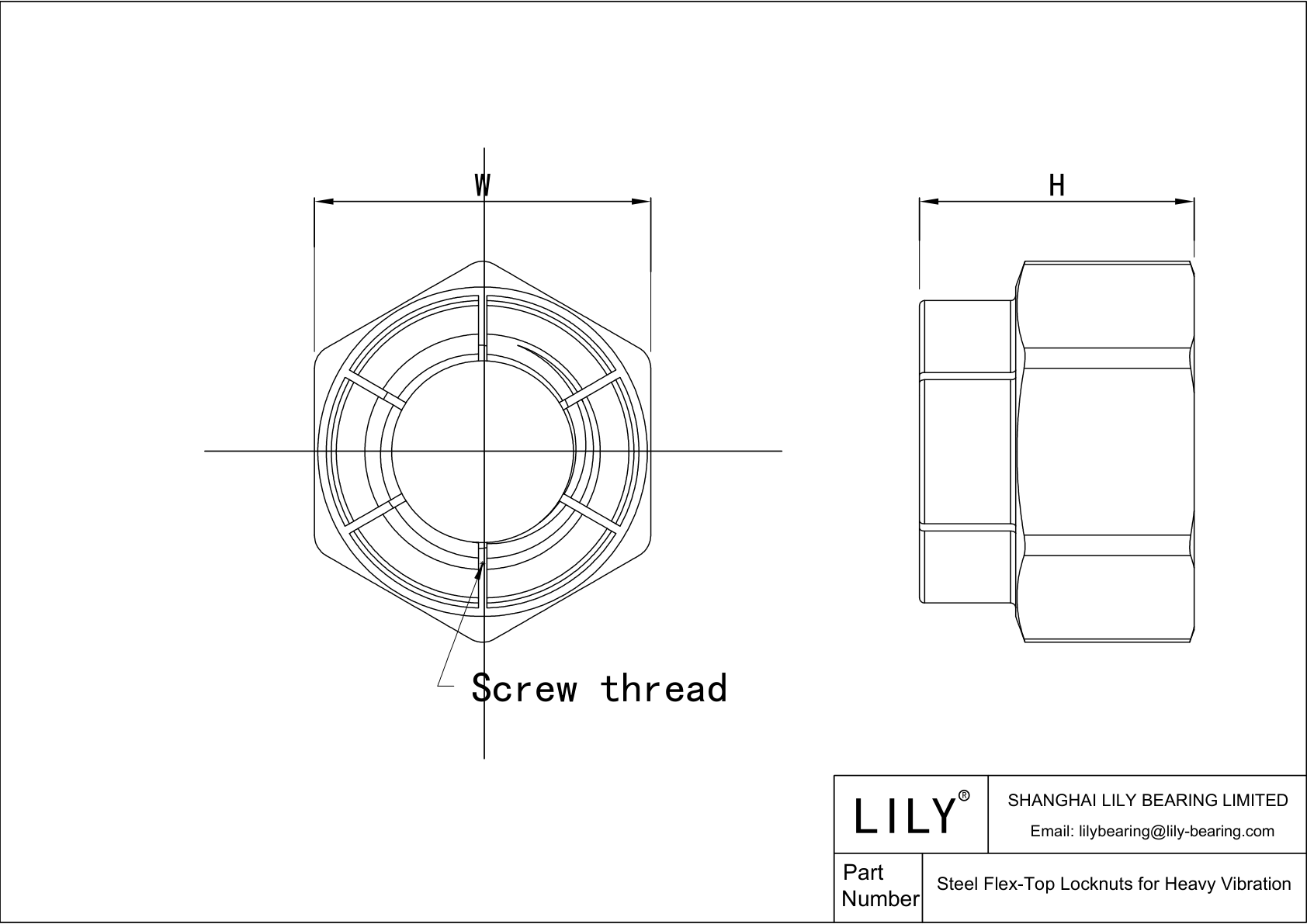 JEICAACEF Steel Flex-Top Locknuts for Heavy Vibration cad drawing