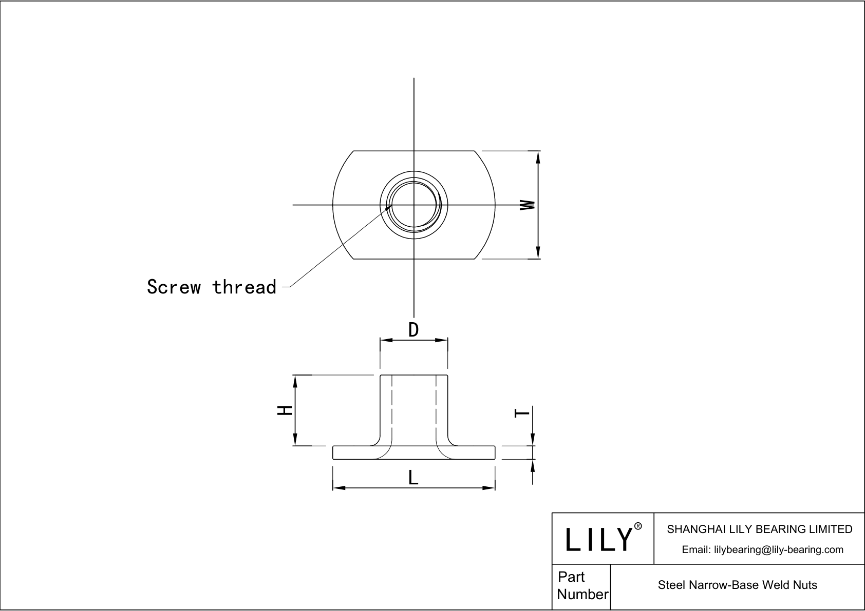 JAFJEAADB Steel Narrow-Base Weld Nuts cad drawing