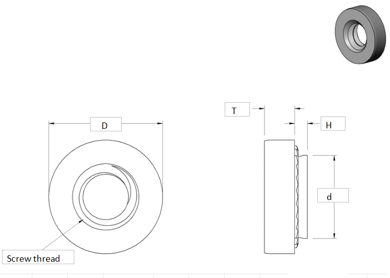 JFBIFACFB Tuercas a presión de acero para chapa metálica cad drawing