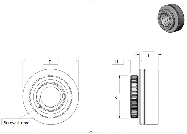 JFBBHAECC 用于软金属和塑料的钢制压配螺母 cad drawing