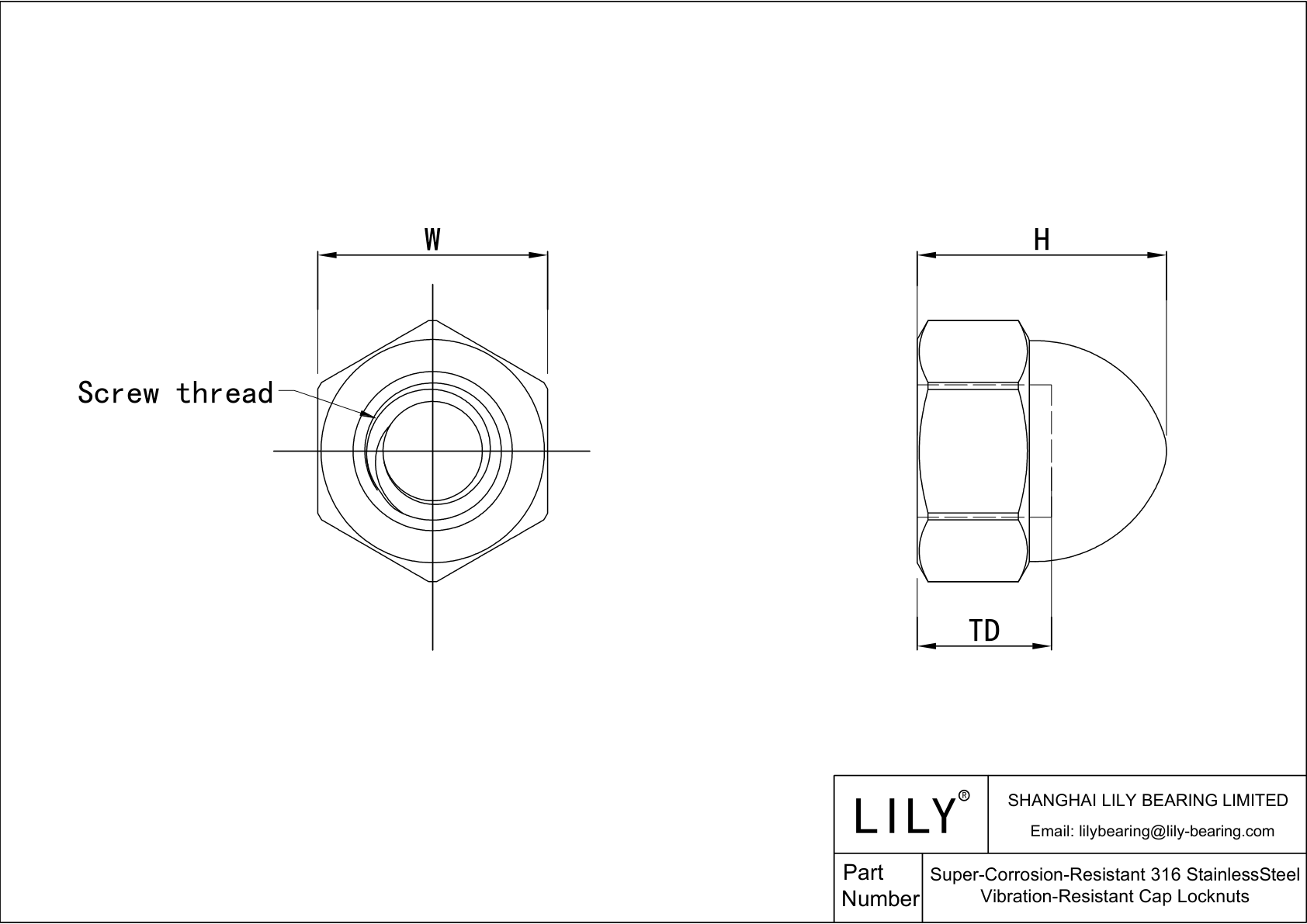 JDAFCABHA 超耐腐蚀 316 不锈钢抗震盖形锁紧螺母 cad drawing