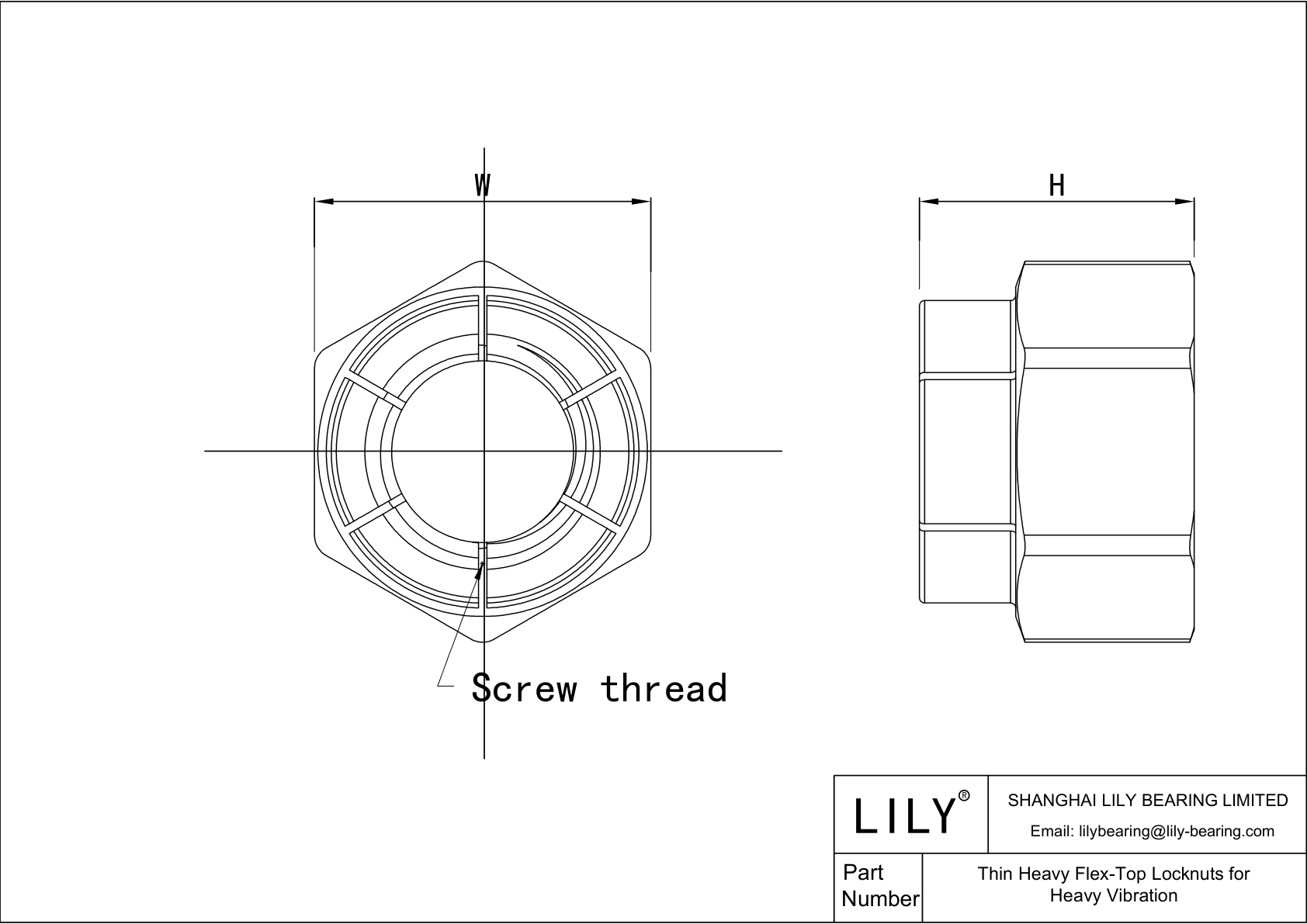 JEICIAADG Thin Heavy Flex-Top Locknuts for Heavy Vibration cad drawing