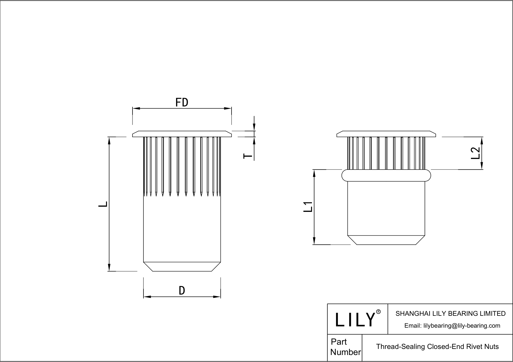 JICIAADEA Tuercas remachables con rosca sellada cad drawing