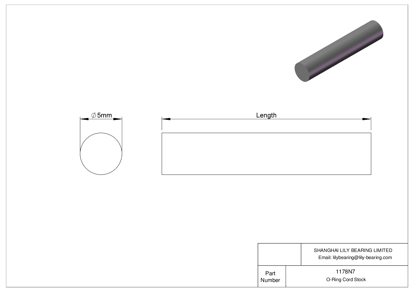 BBHINH Water And Steam-Resistant O-Ring Cord Stock cad drawing
