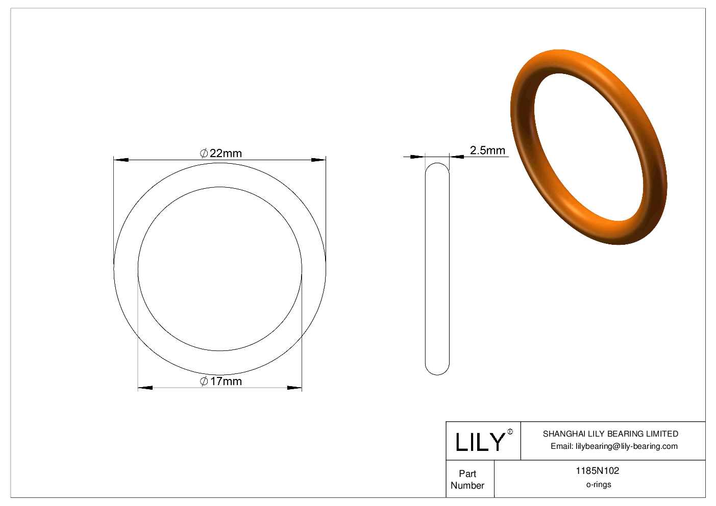 BBIFNBAC Chemical Resistant O-rings Round cad drawing