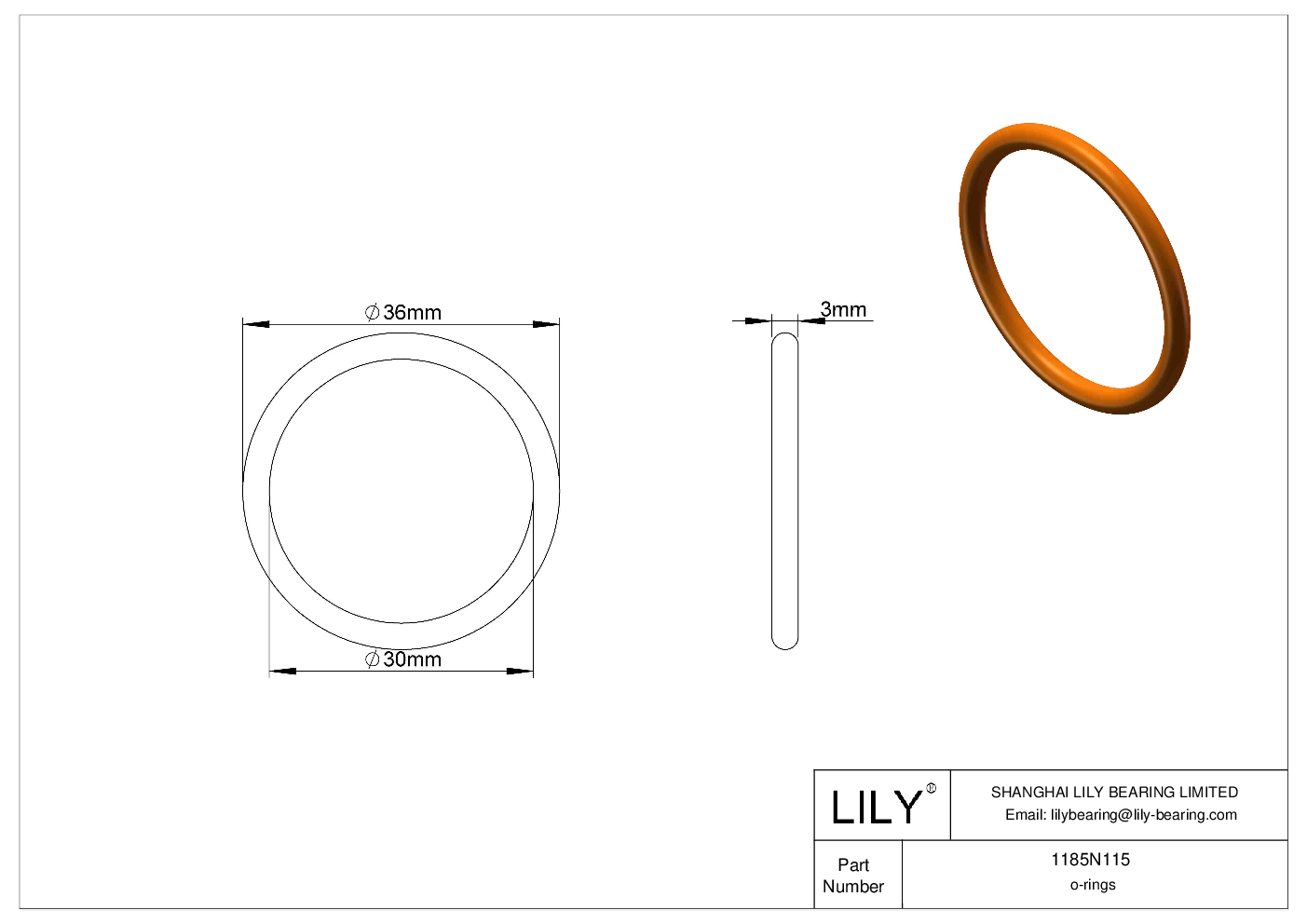 BBIFNBBF Chemical Resistant O-rings Round cad drawing