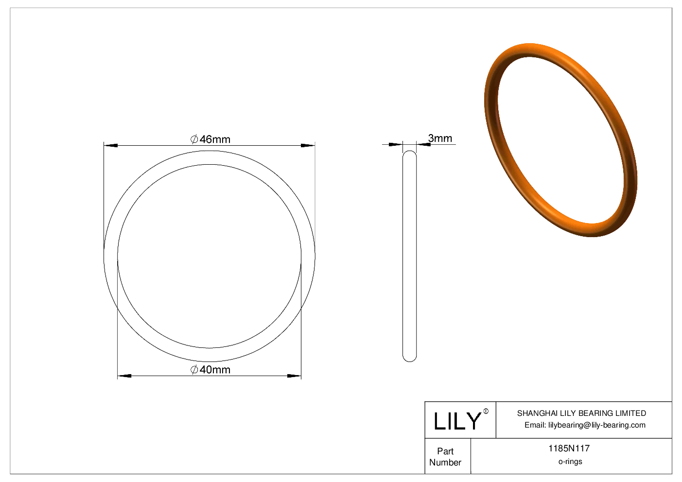 BBIFNBBH Chemical Resistant O-rings Round cad drawing