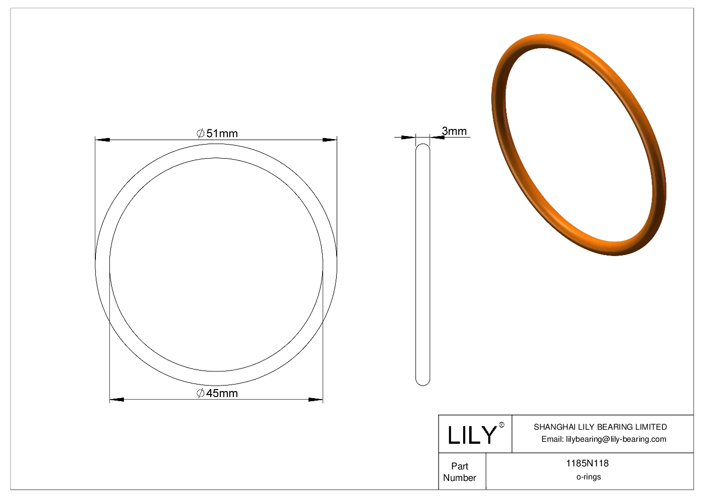 BBIFNBBI Chemical Resistant O-rings Round cad drawing