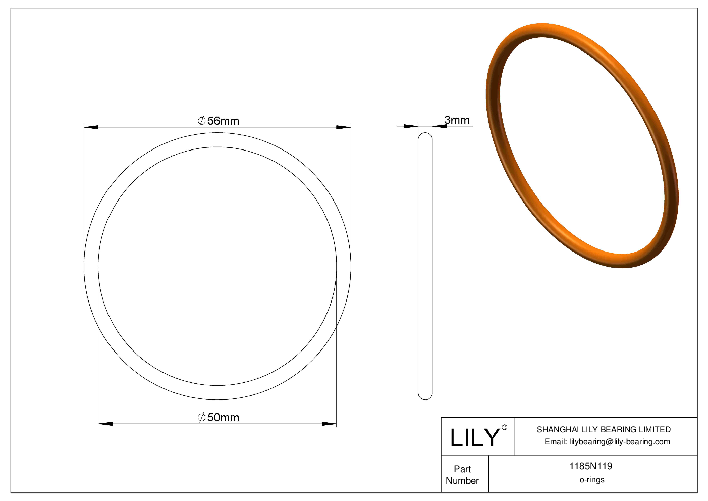 BBIFNBBJ Chemical Resistant O-rings Round cad drawing