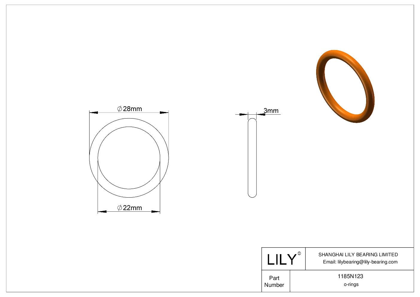 BBIFNBCD Chemical Resistant O-rings Round cad drawing