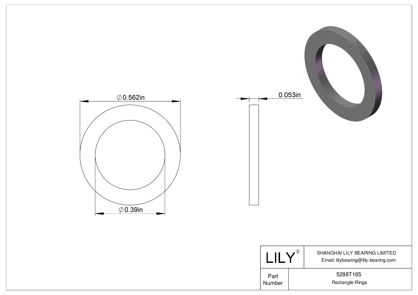 5288T165 ORing Backup Rings Lily Bearing