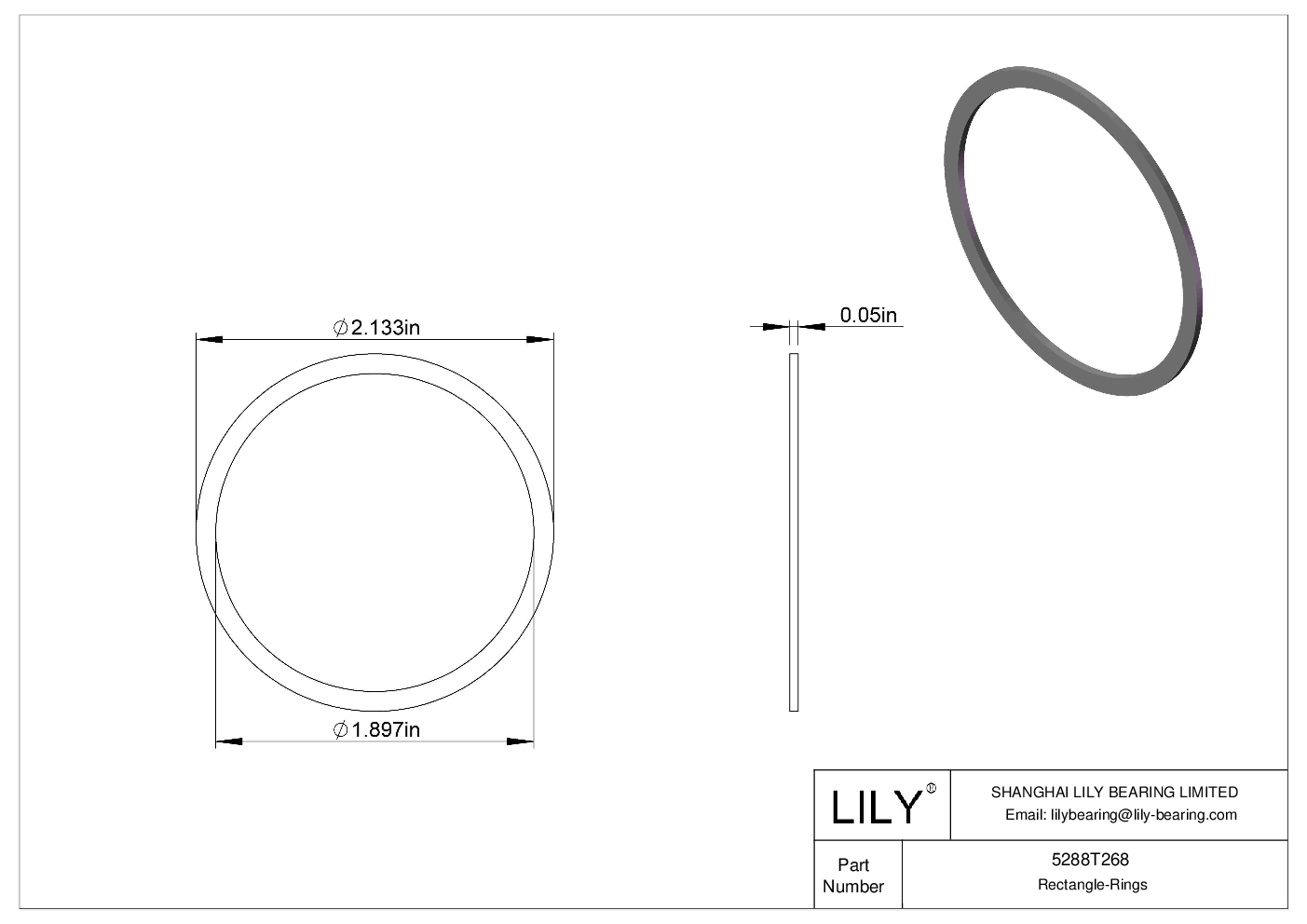5288T268 ORing Backup Rings Lily Bearing