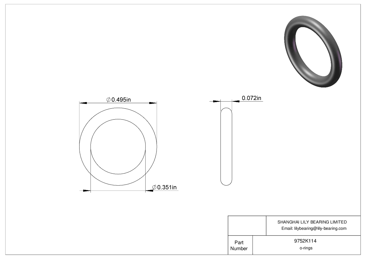 9752K114 | Chemical Resistant O-rings Round | Lily Bearing