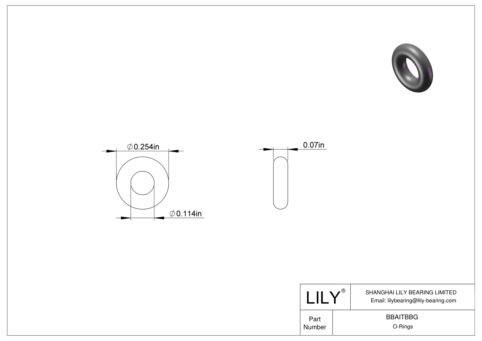 BBAITBBG Chemical Resistant O-rings Round cad drawing