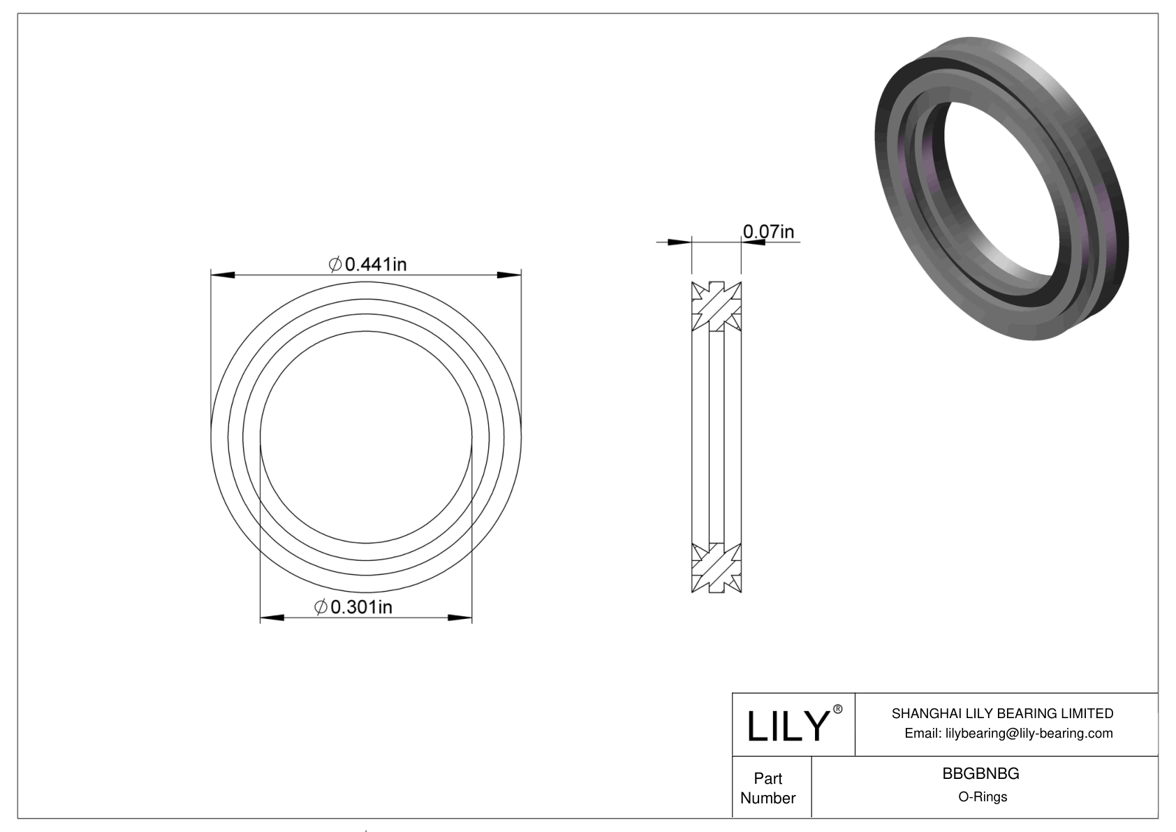 BBGBNBG Oil Resistant O-Rings Double X cad drawing