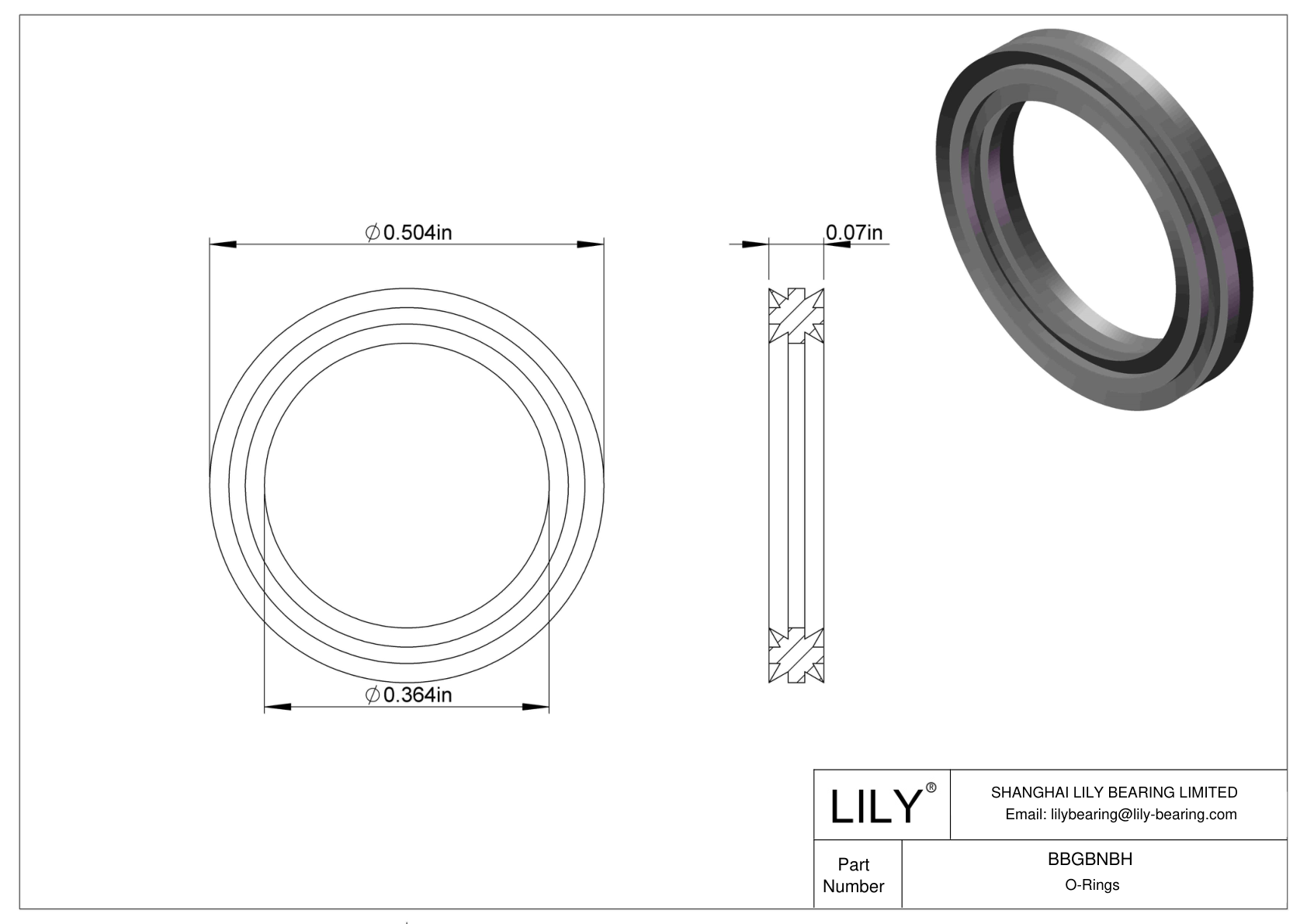 BBGBNBH Oil Resistant O-Rings Double X cad drawing
