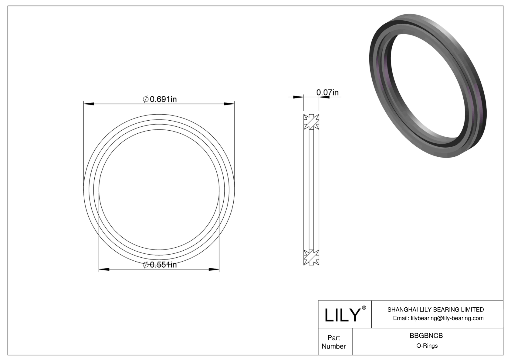 BBGBNCB Oil Resistant O-Rings Double X cad drawing