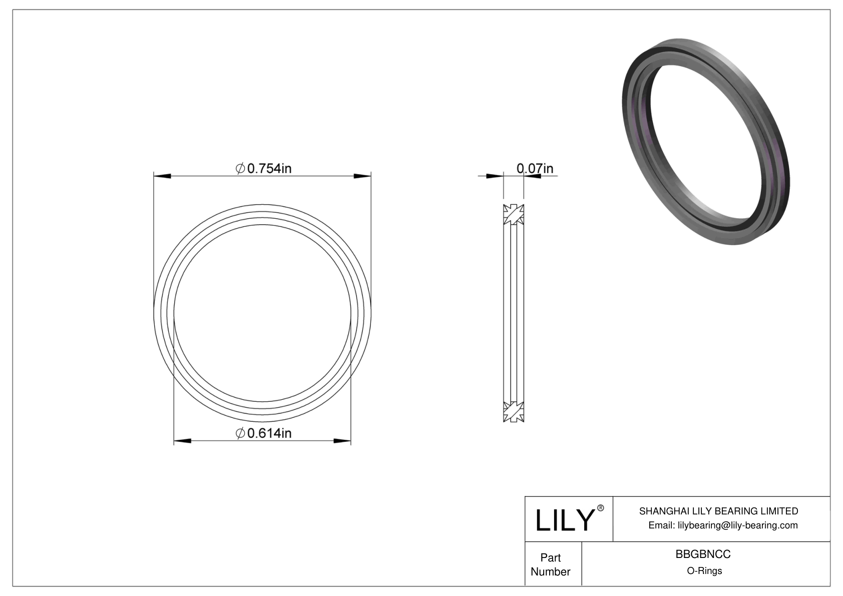 BBGBNCC Oil Resistant O-Rings Double X cad drawing