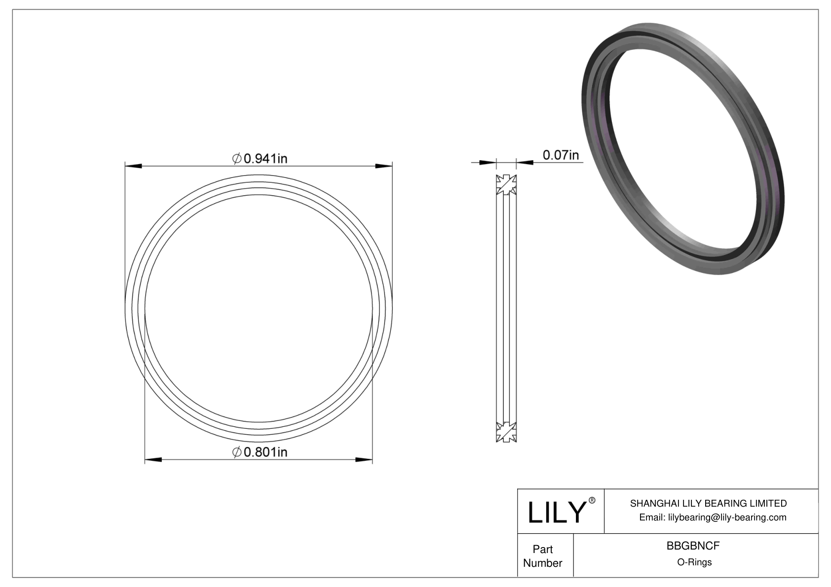 BBGBNCF Oil Resistant O-Rings Double X cad drawing
