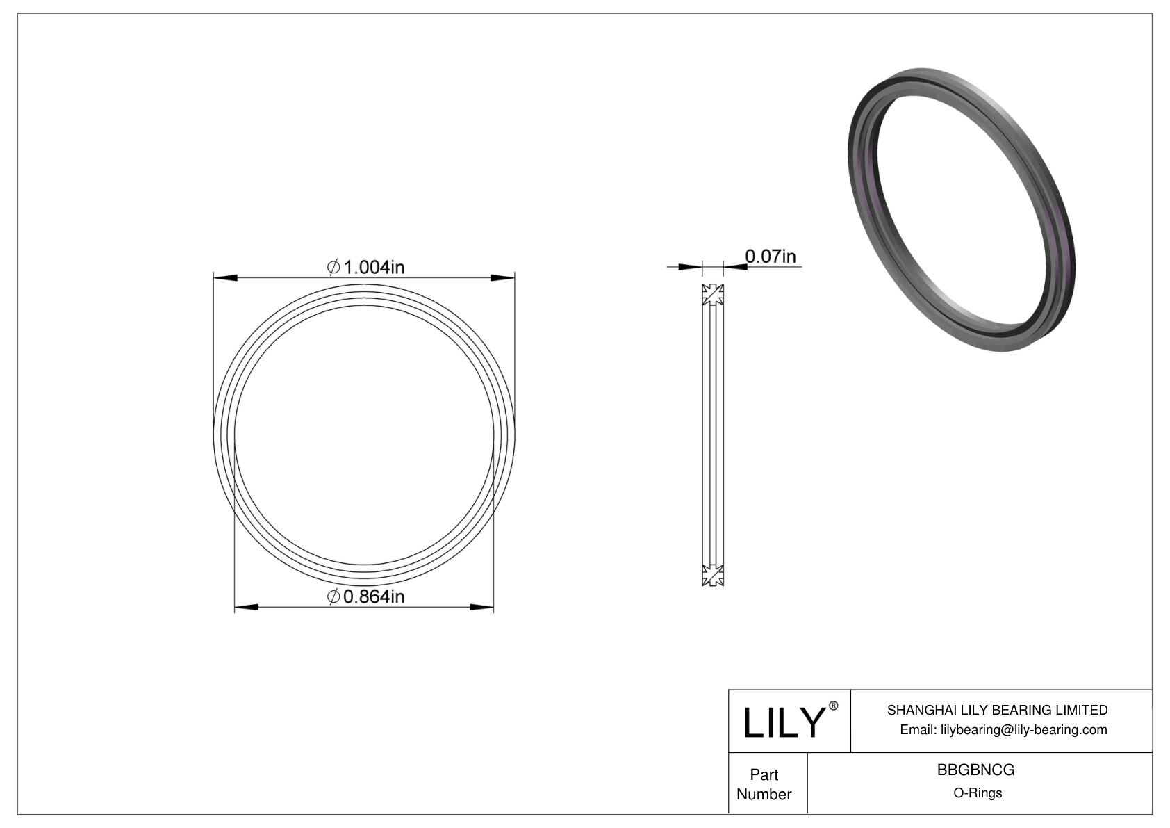 BBGBNCG Oil Resistant O-Rings Double X cad drawing