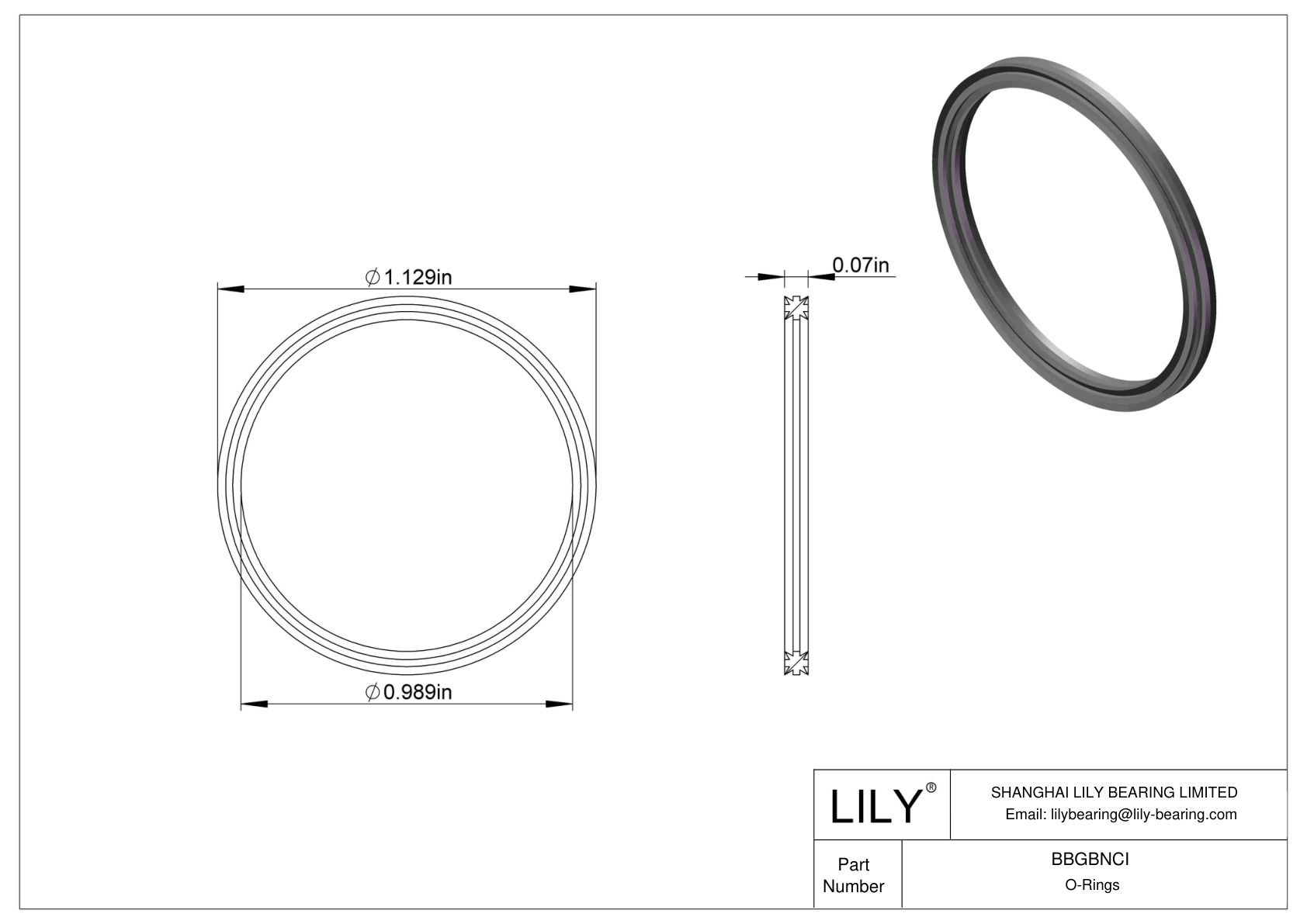 BBGBNCI Oil Resistant O-Rings Double X cad drawing