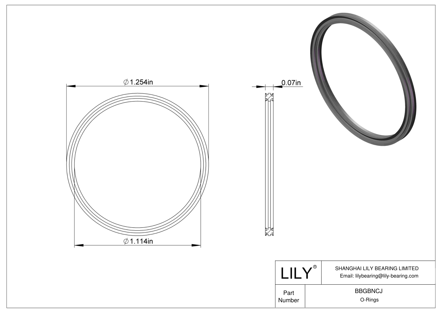 BBGBNCJ Oil Resistant O-Rings Double X cad drawing