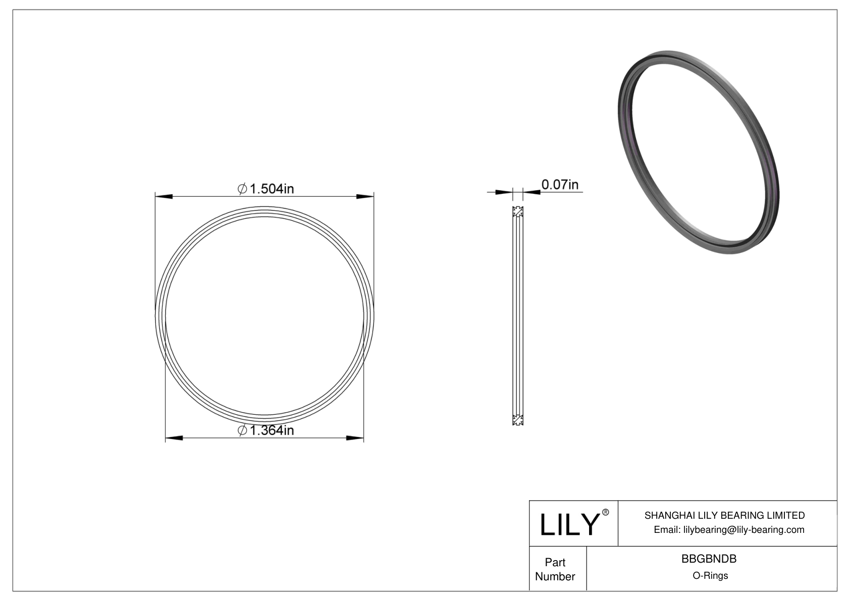 BBGBNDB Oil Resistant O-Rings Double X cad drawing