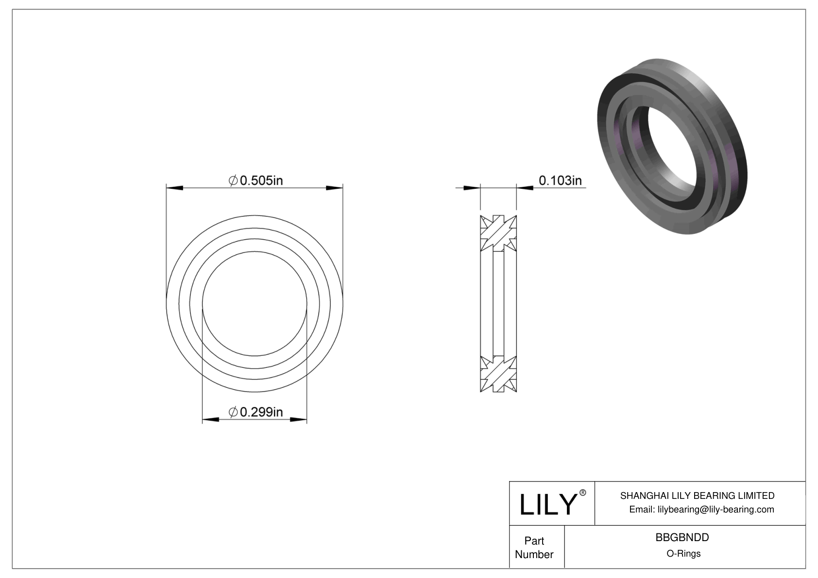 BBGBNDD Oil Resistant O-Rings Double X cad drawing