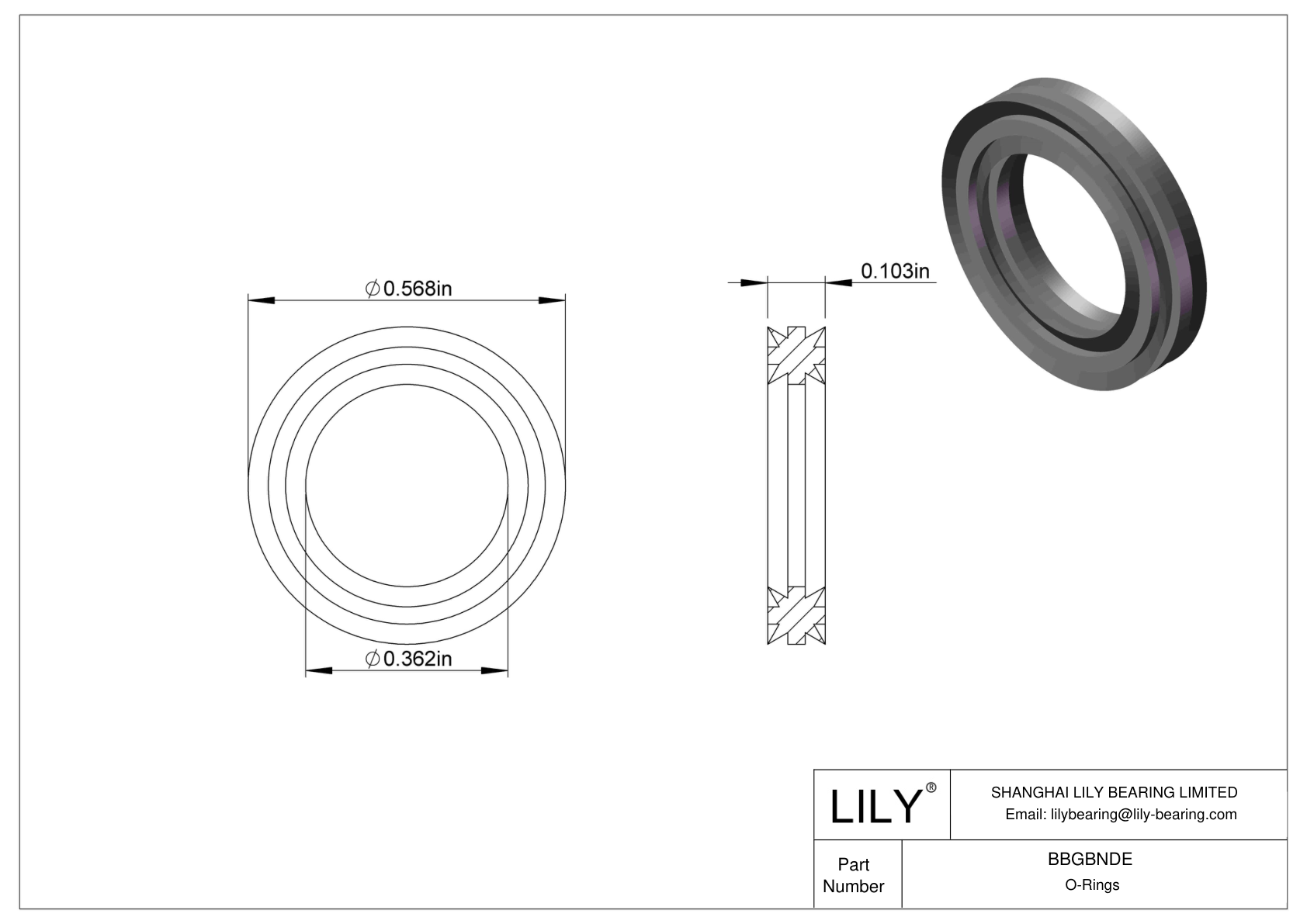 BBGBNDE Oil Resistant O-Rings Double X cad drawing