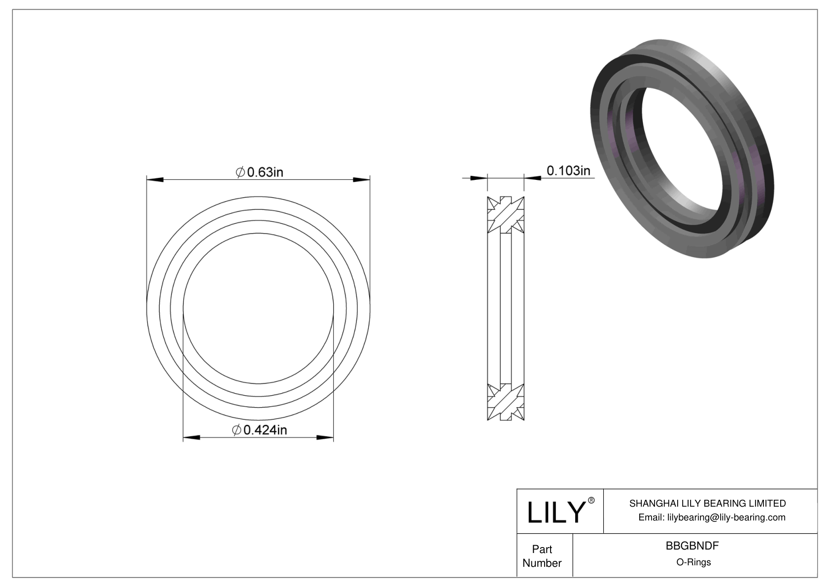 BBGBNDF Oil Resistant O-Rings Double X cad drawing