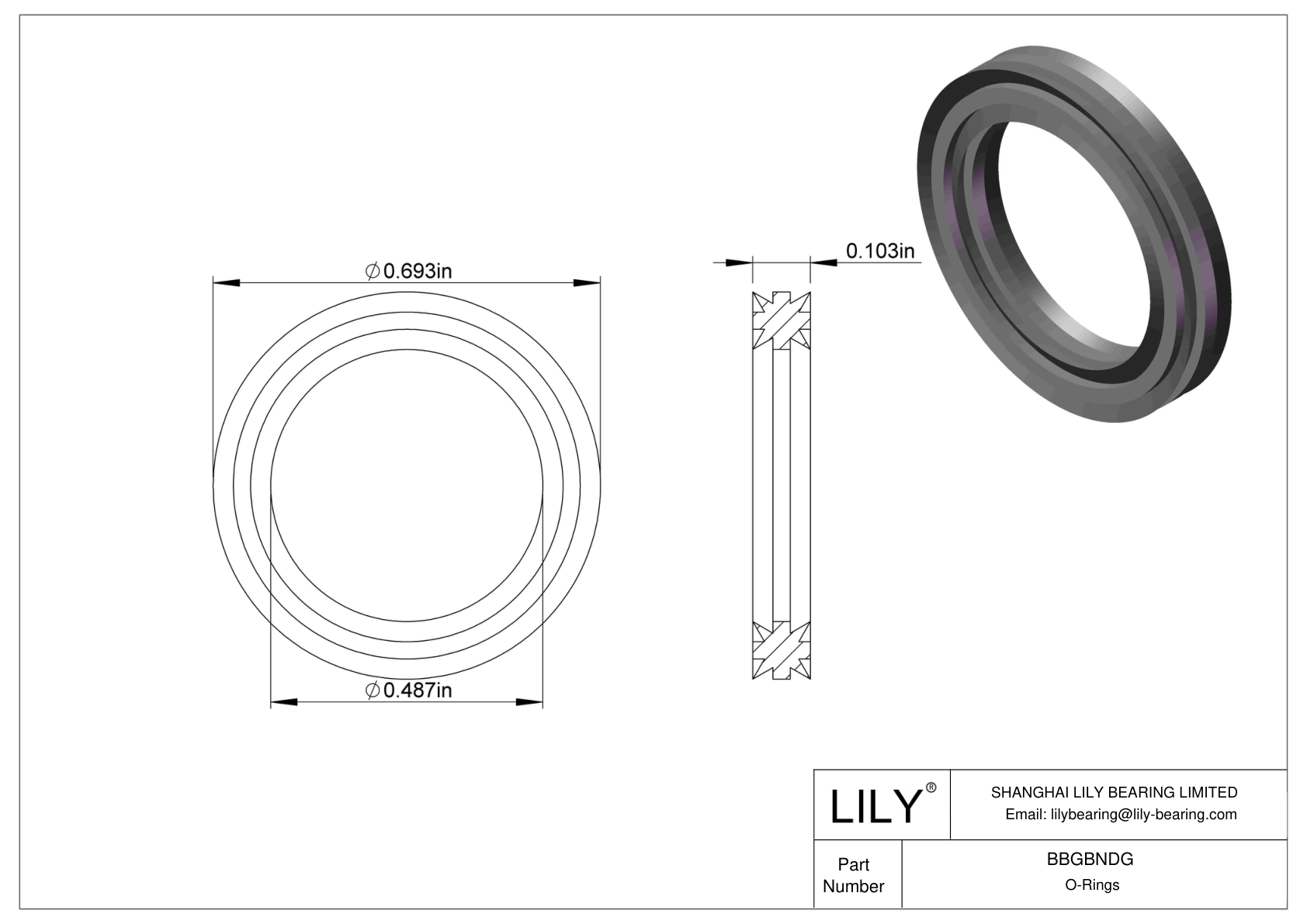 BBGBNDG Oil Resistant O-Rings Double X cad drawing