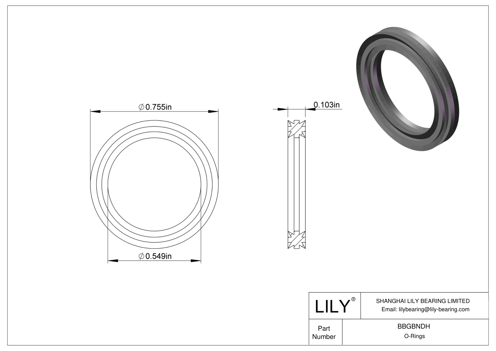 BBGBNDH Oil Resistant O-Rings Double X cad drawing