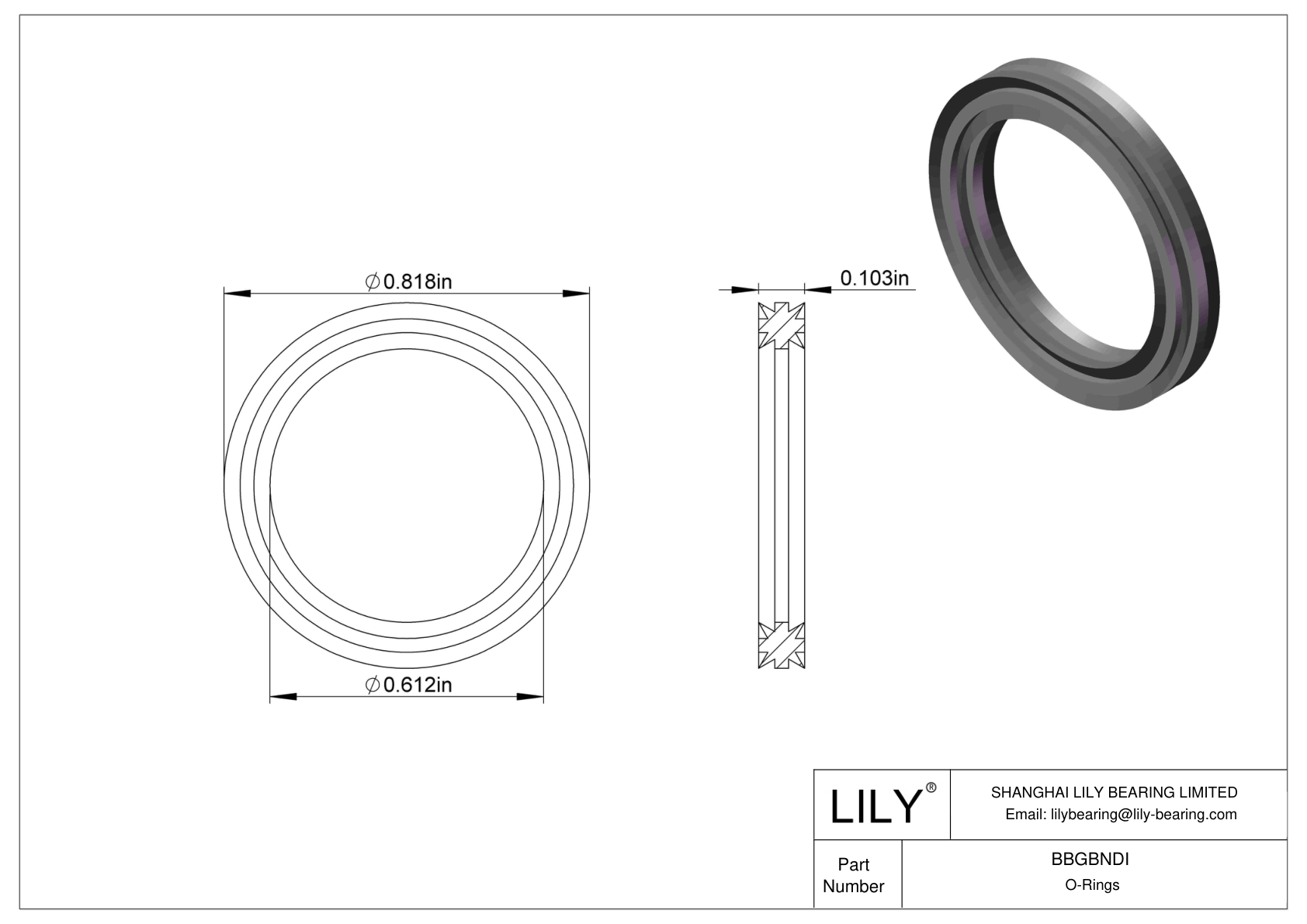 BBGBNDI Oil Resistant O-Rings Double X cad drawing